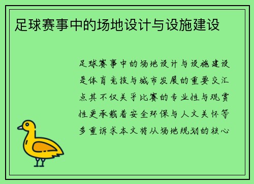 足球赛事中的场地设计与设施建设